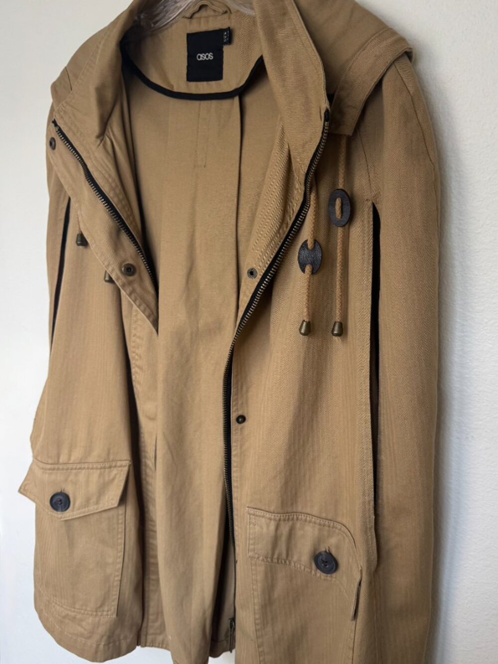 Like New ASOS Utility Hooded Cape Wooden Toggle- Khaki Size 6